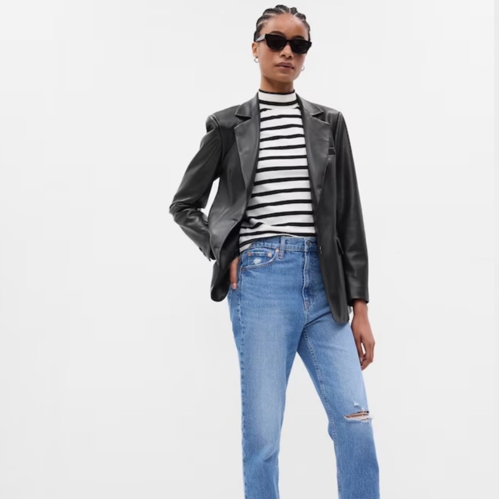 Gap Black Vegan Leather Blazer Size Small NWT